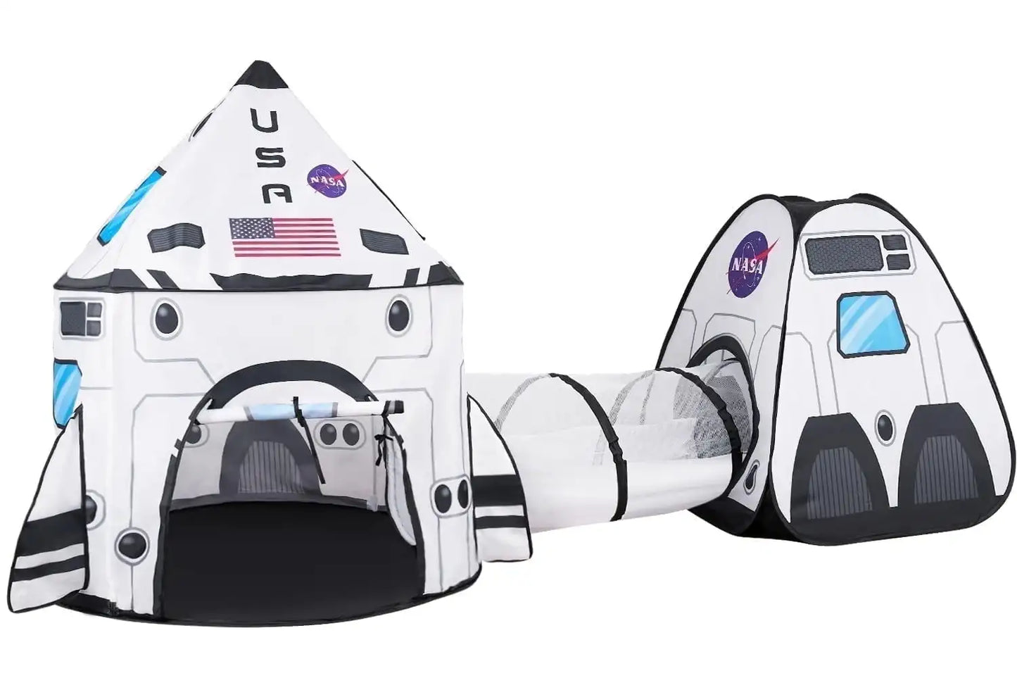 Joyfy Rocket Ship Pop Up Play Tent Set With Tunnel 3 Piece For Kids