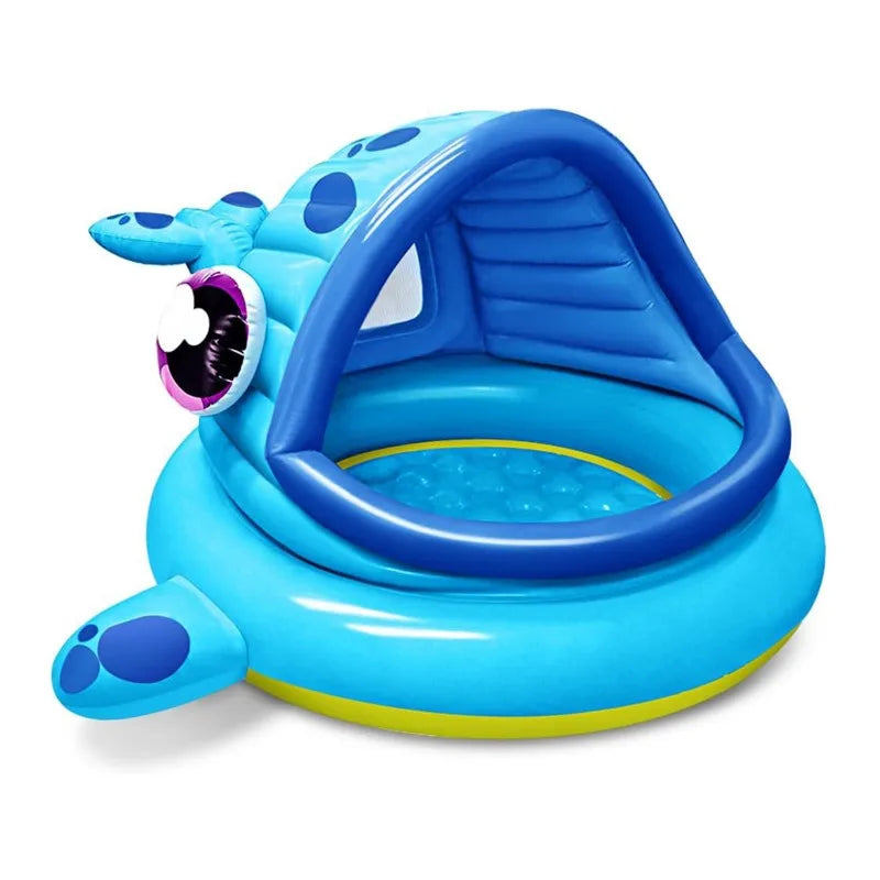 Whale Themed Inflatable Kiddie Pool With Baby Tent For Toddlers