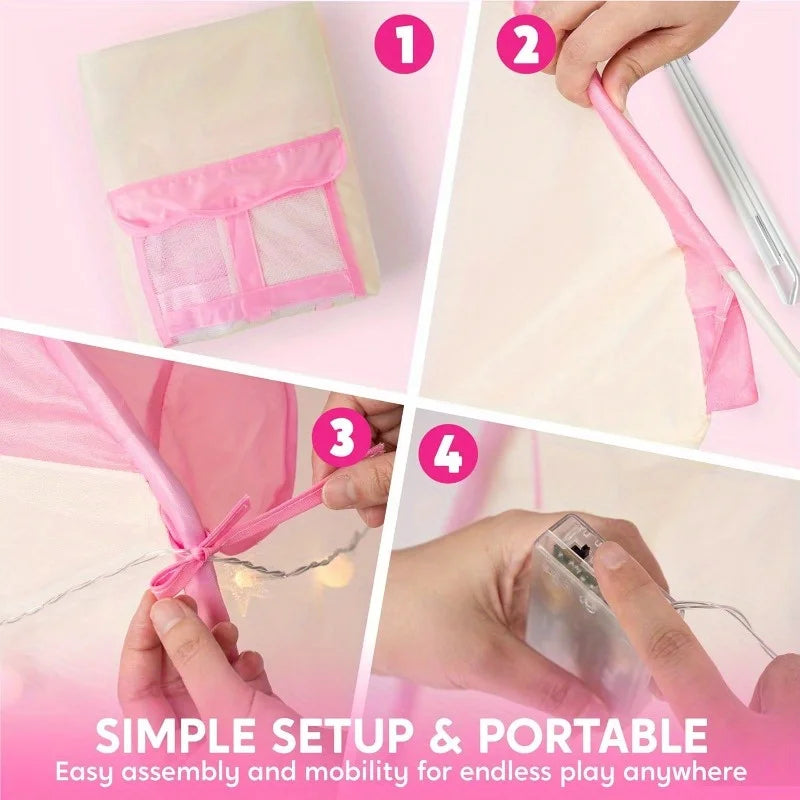 Joyfy Princess Tent With LED Stars Play Castle For Kids