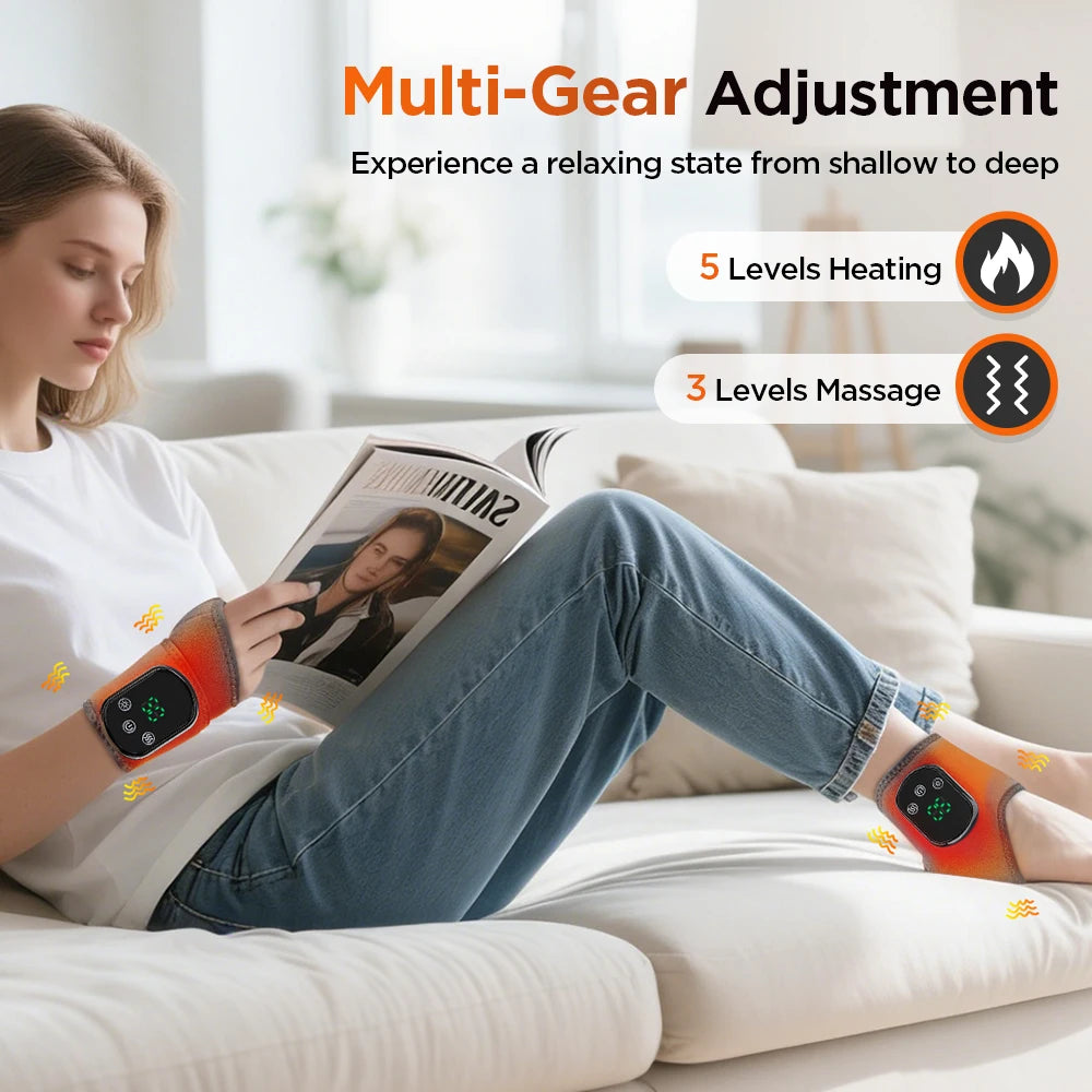 Hailicare Rechargeable Electric Heated Ankle Brace With Vibration Massage