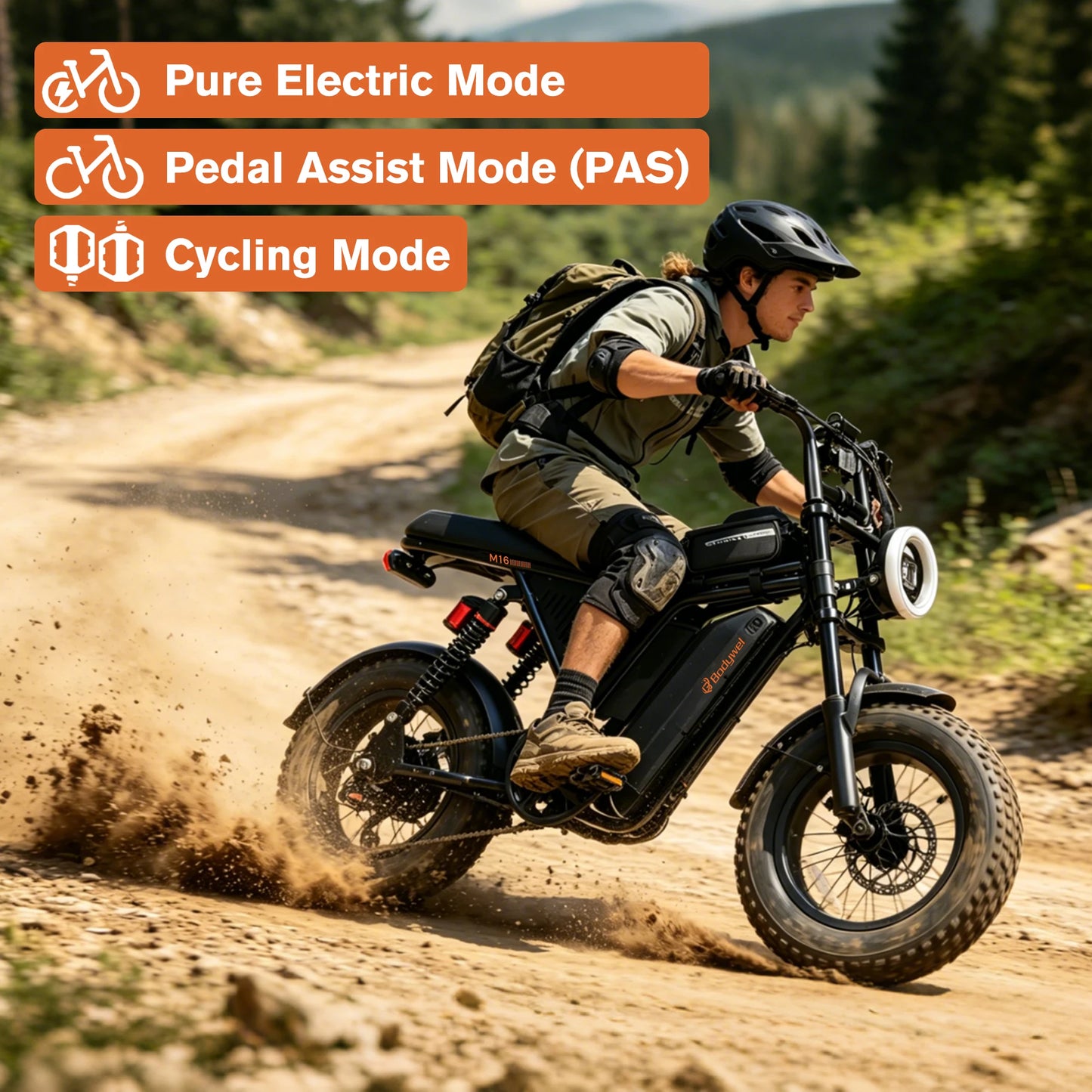 Bodywel M16 Pro Fat Tire Electric Bike With Removable Battery 40 Mile Range