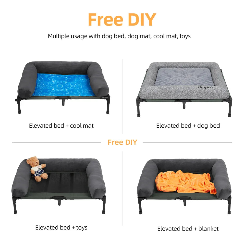 BORWART CN Outdoor Raised Dog Bed With Cooling Breathable Mat