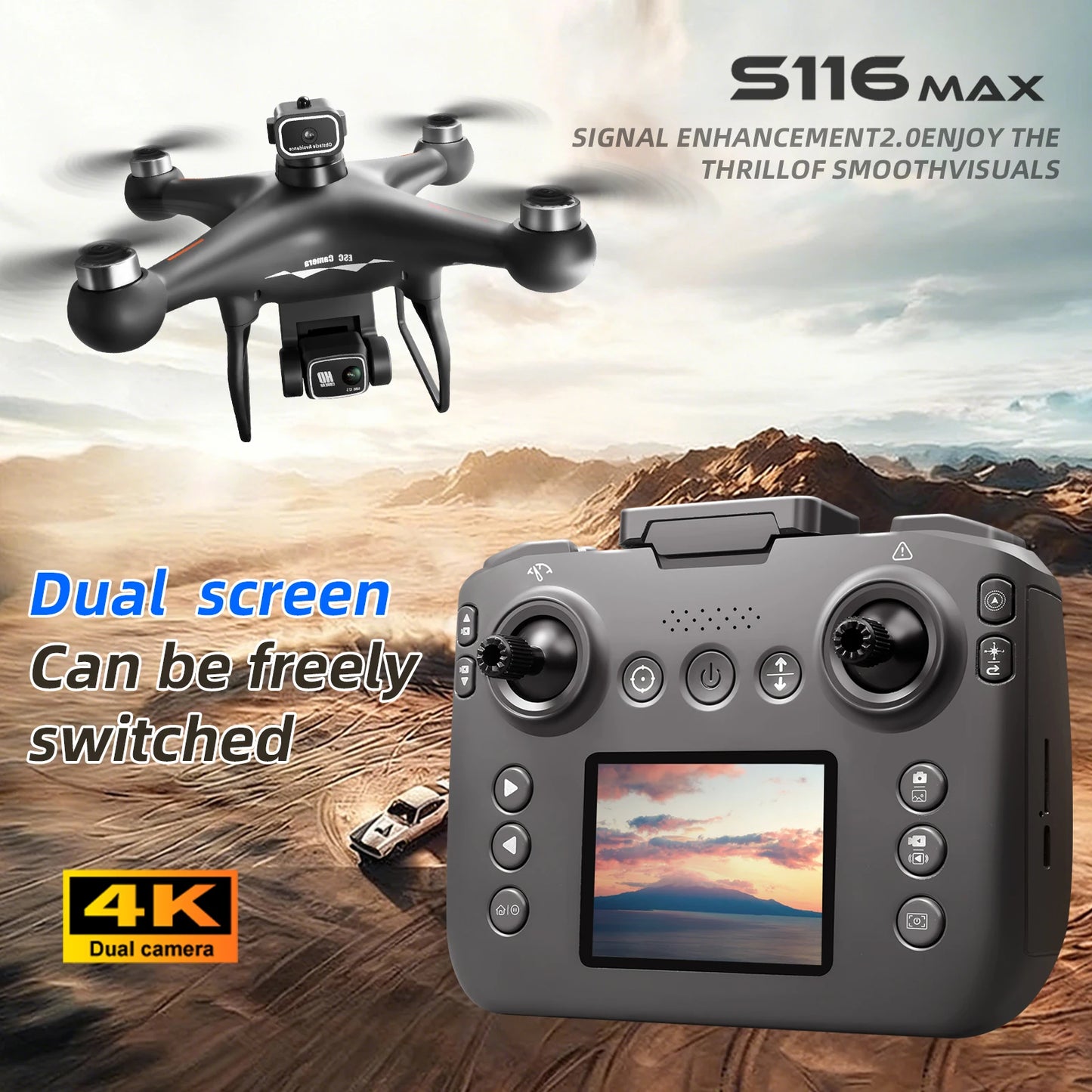 ZNLYRION Drone Remote 360 Obstacle Avoidance 4K Dual Camera