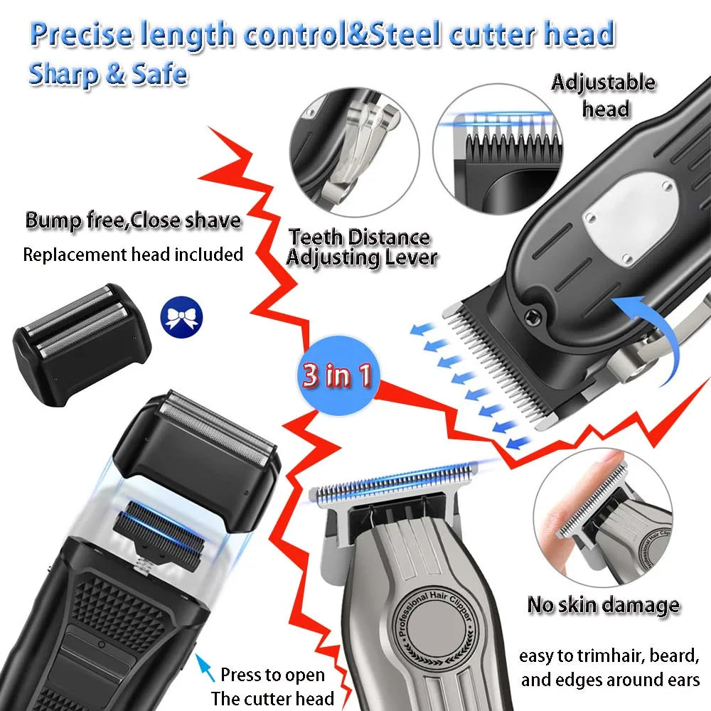 SHUYU Cordless Hair Clipper Kit With LED Display And Trimmer