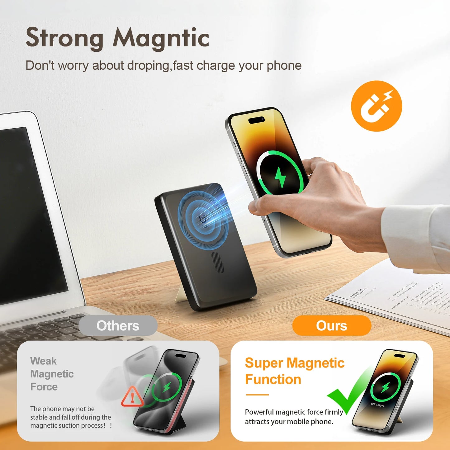 Fast Wireless Charger Stand 15W Foldable 3-In-1 Dock