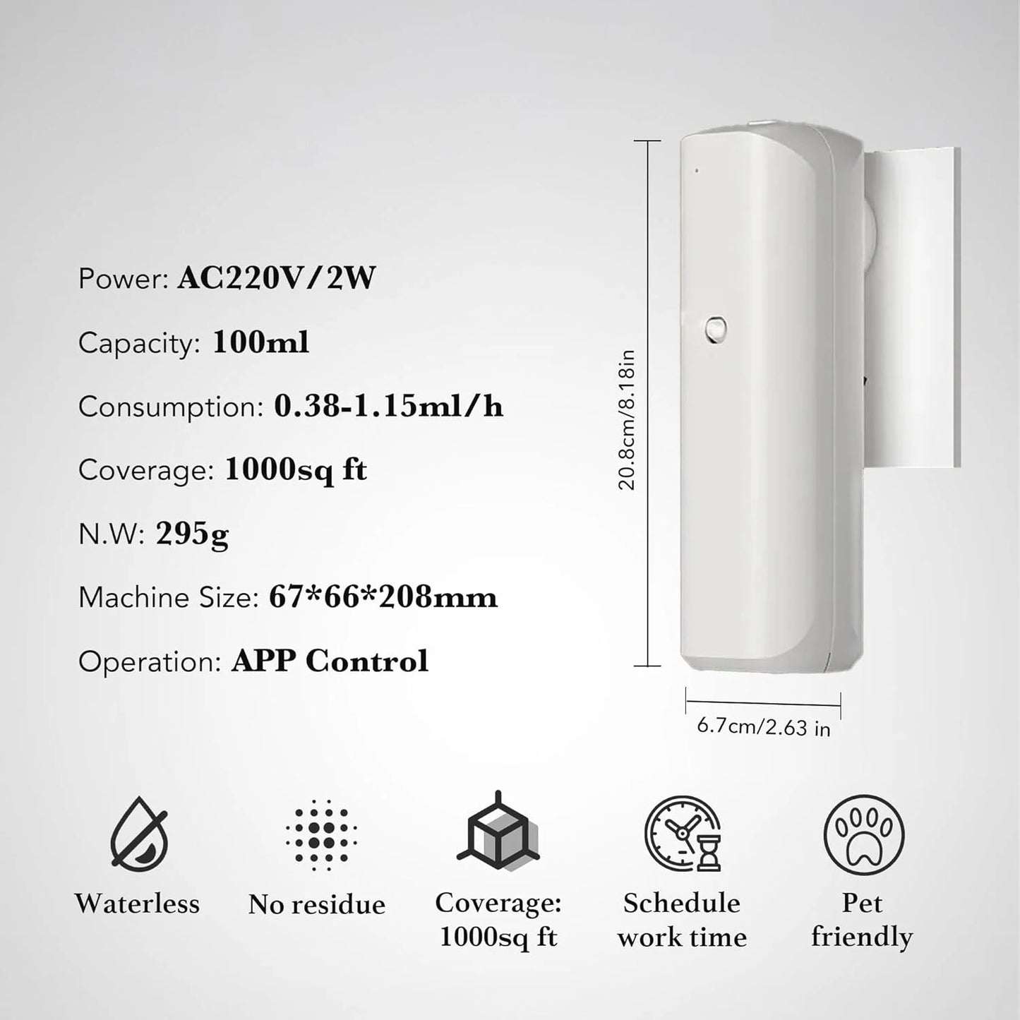 NAMSTE Plug In Oil Diffuser Smart Bluetooth Waterless Aromatherapy