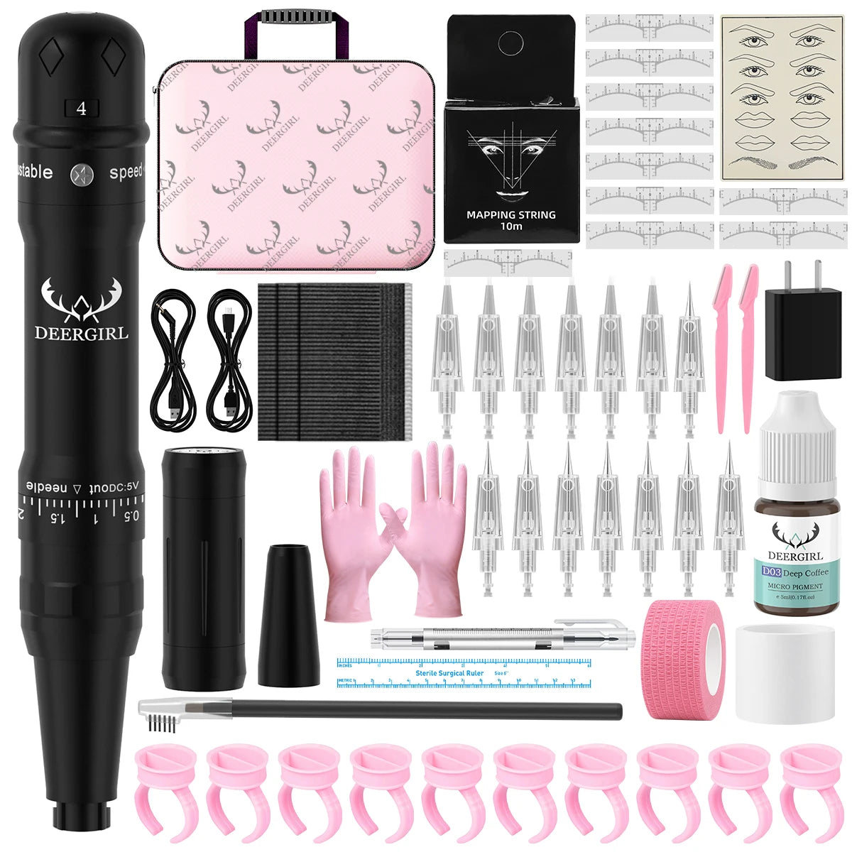 DM Wireless Permanent Makeup Machine Kit Microblading Eyebrow Pen Ink