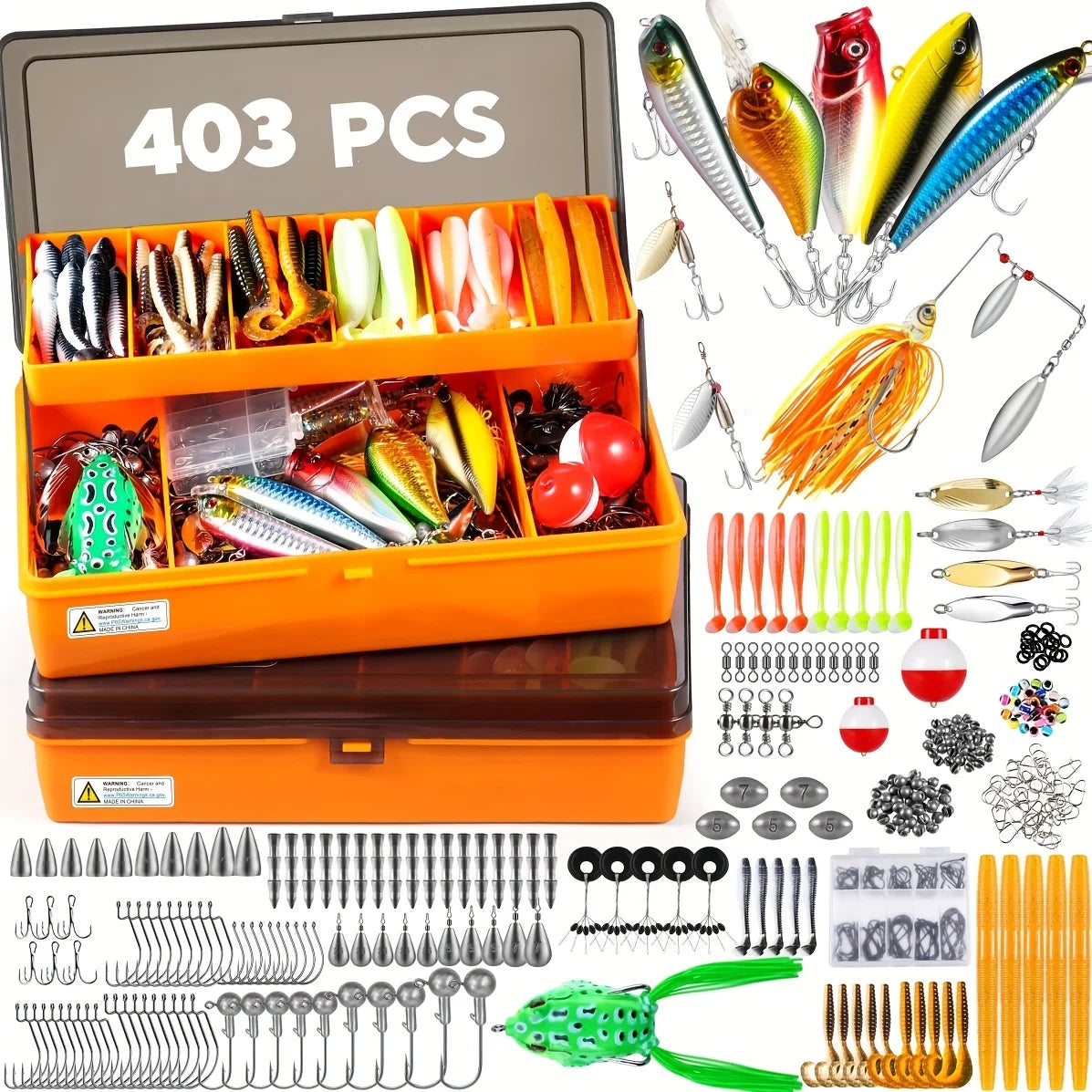 NGT 407Pcs Fishing Lures Tackle Box Kit With Spinnerbaits Crankbaits