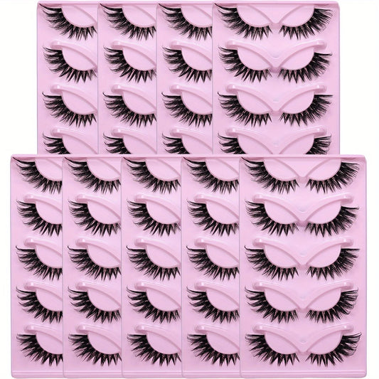 JIEFUXIN Cat Eye False Eyelashes 45 Pairs Winged Lashes