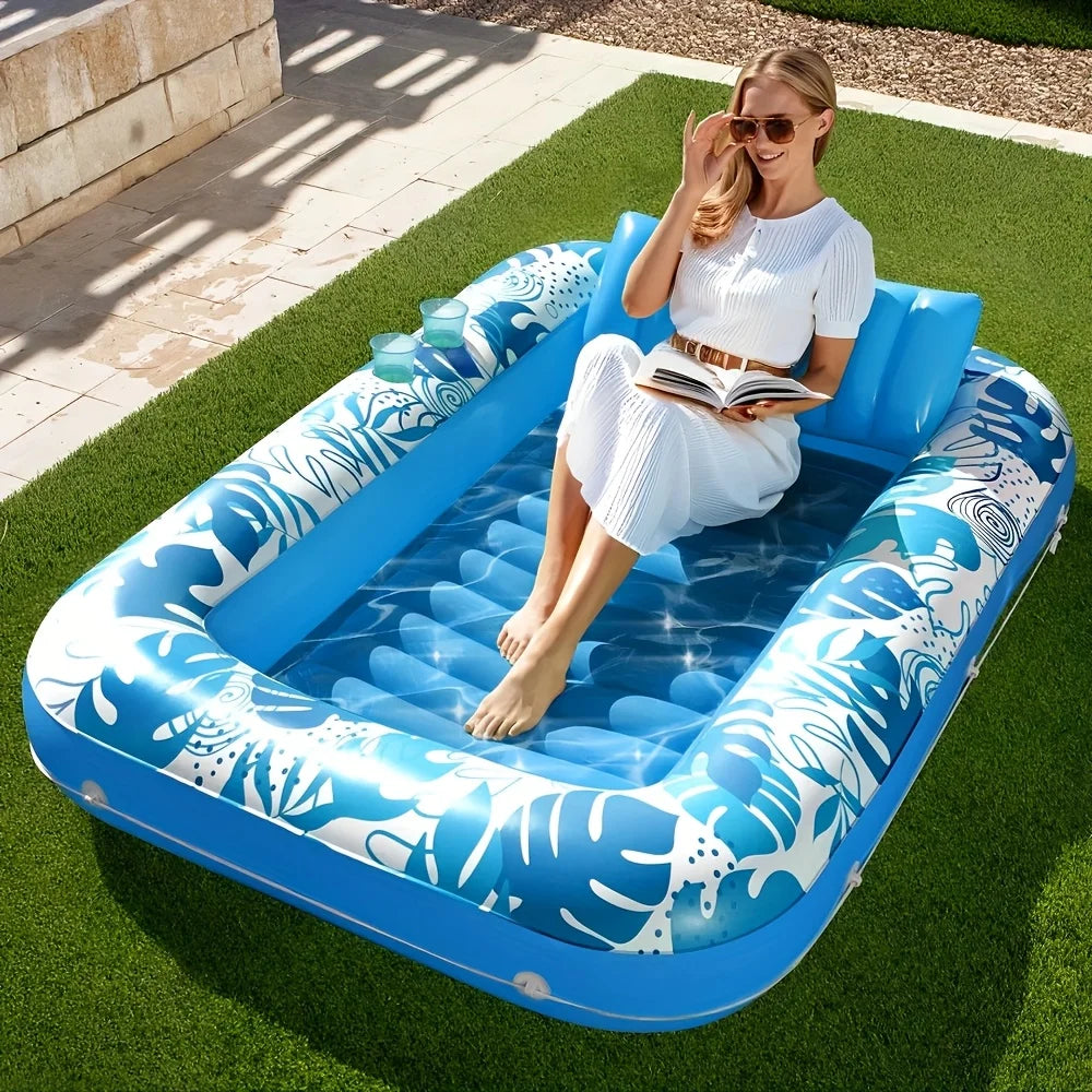 Joyfy 4 In 1 Suntan Pool Float With Pillow And Drink Holders