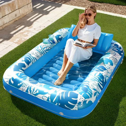 Joyfy 4 In 1 Suntan Pool Float With Pillow And Drink Holders