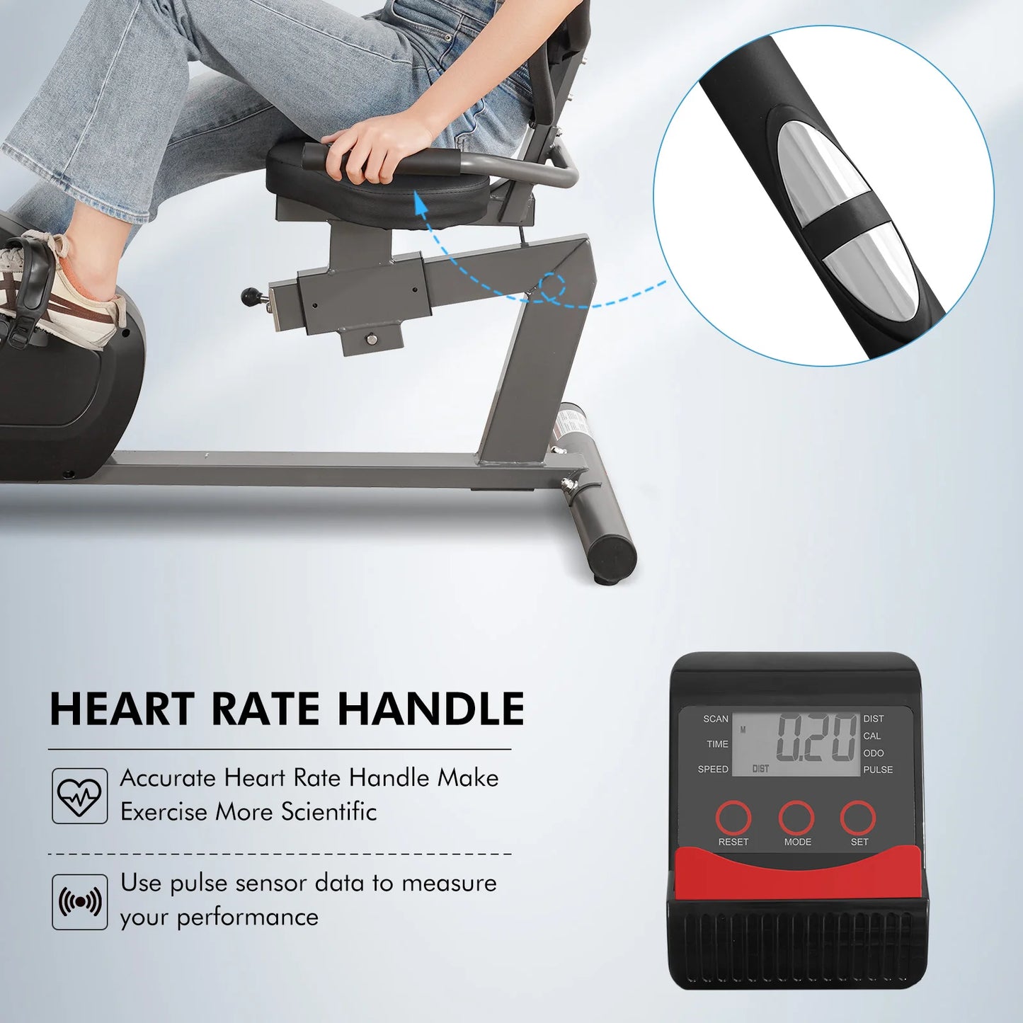 Recumbent Exercise Bike for Home Quiet 8 Levels Resistance