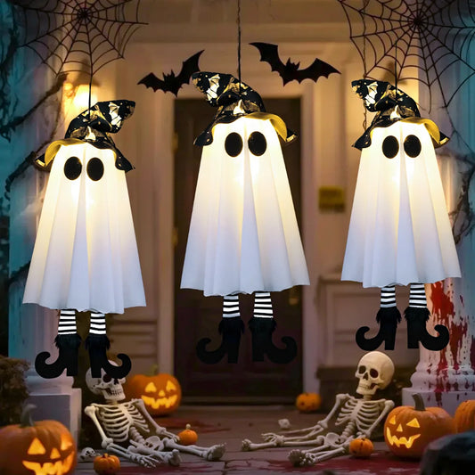 Halloween LED Light Up Witch Ghost Hanging Ornaments Decoration