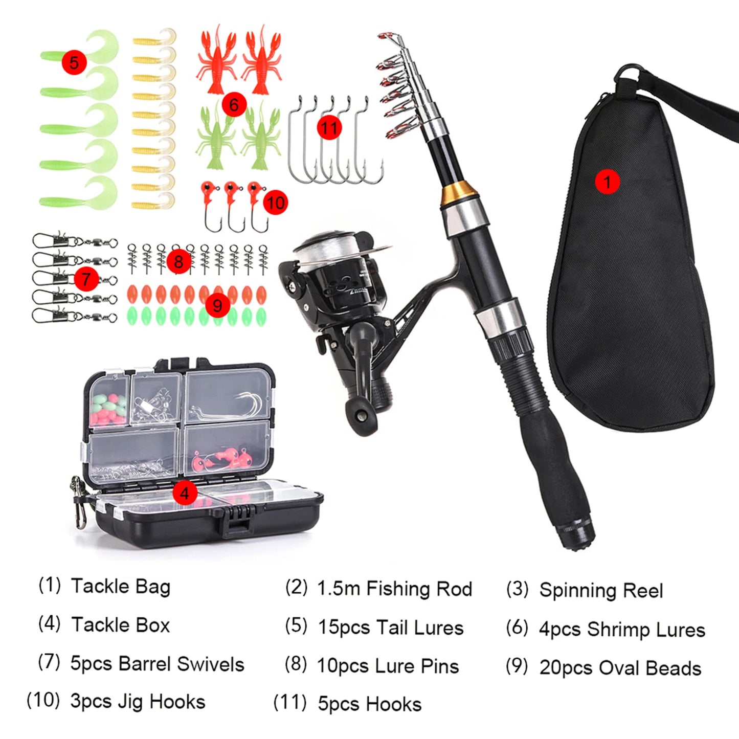 Telescopic Fishing Rod And Spinning Reel Combo Kit