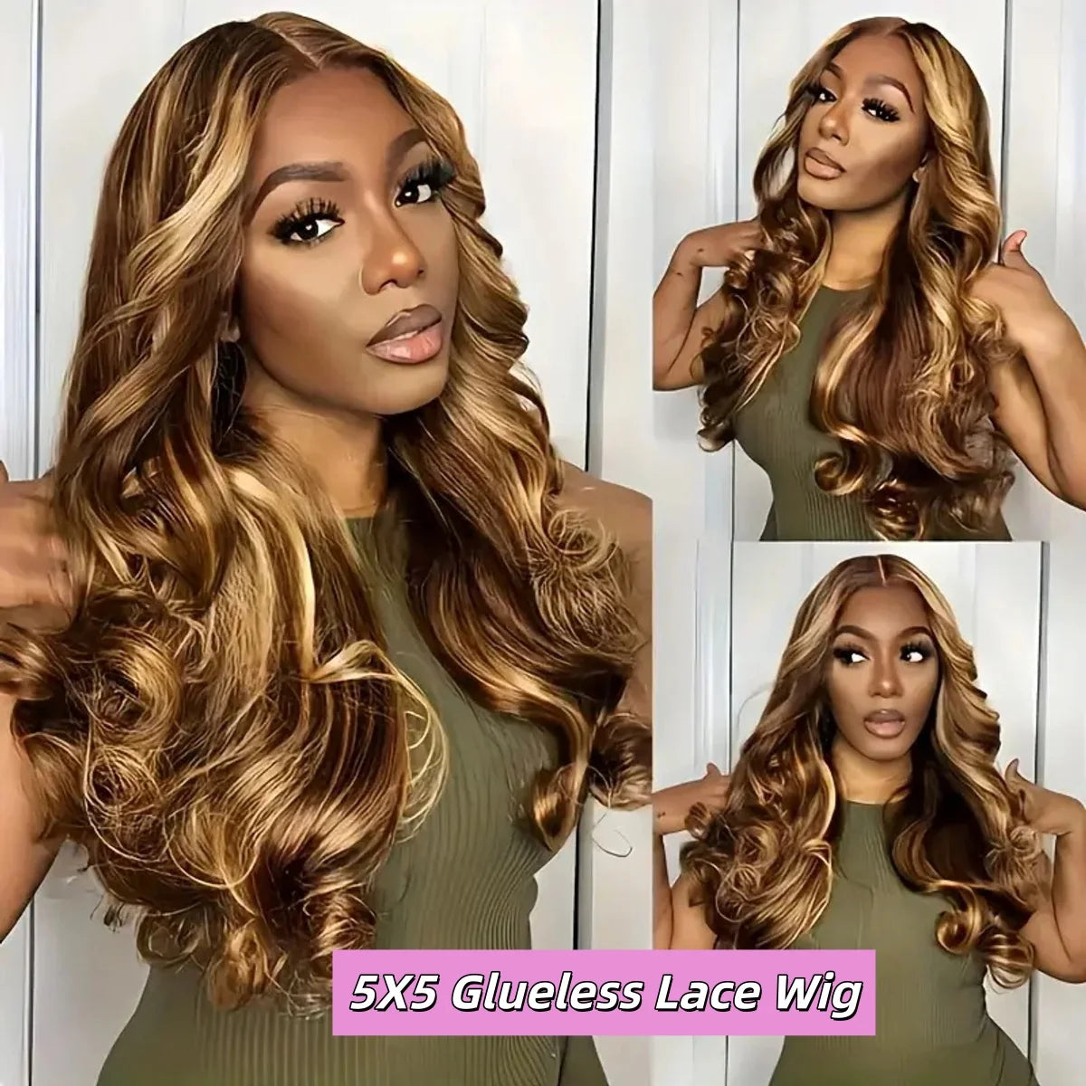 FIUMER Body Wave Lace Front Wig Glueless For Women