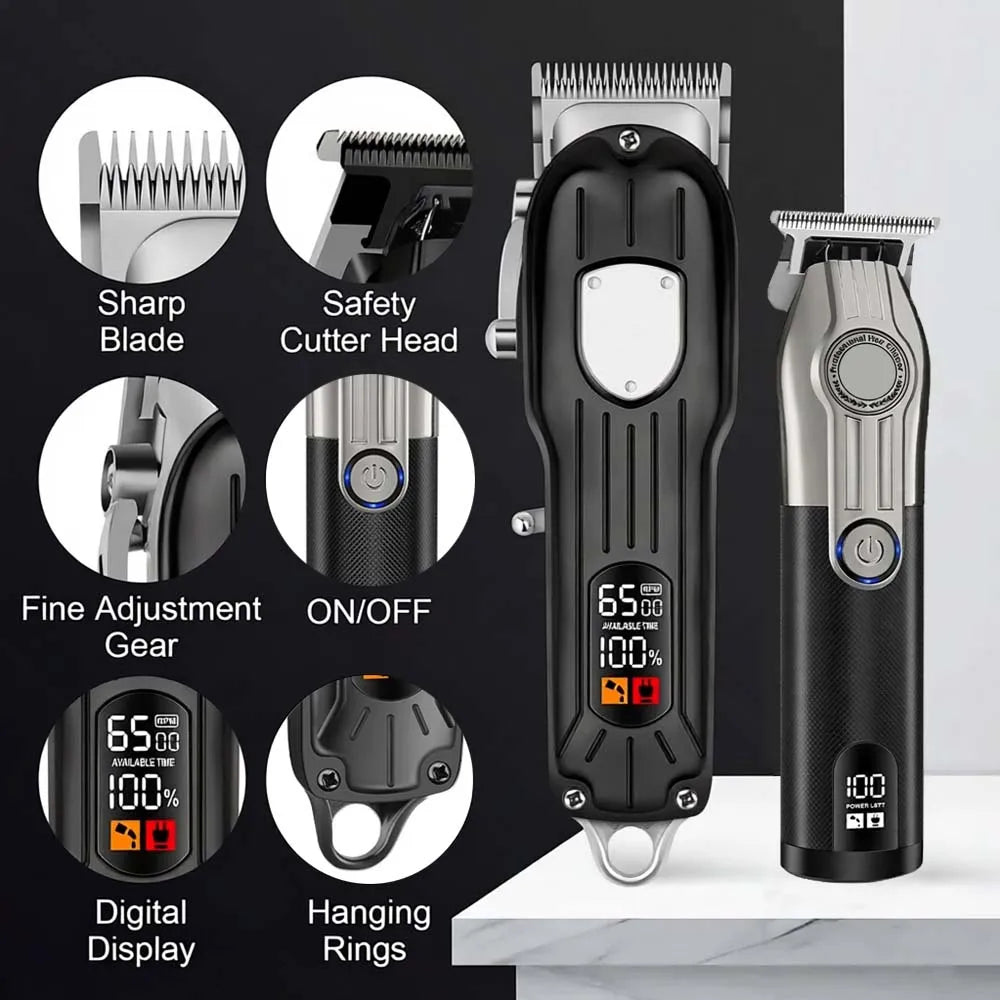 SHUYU Cordless Hair Clipper Kit With LED Display And Trimmer
