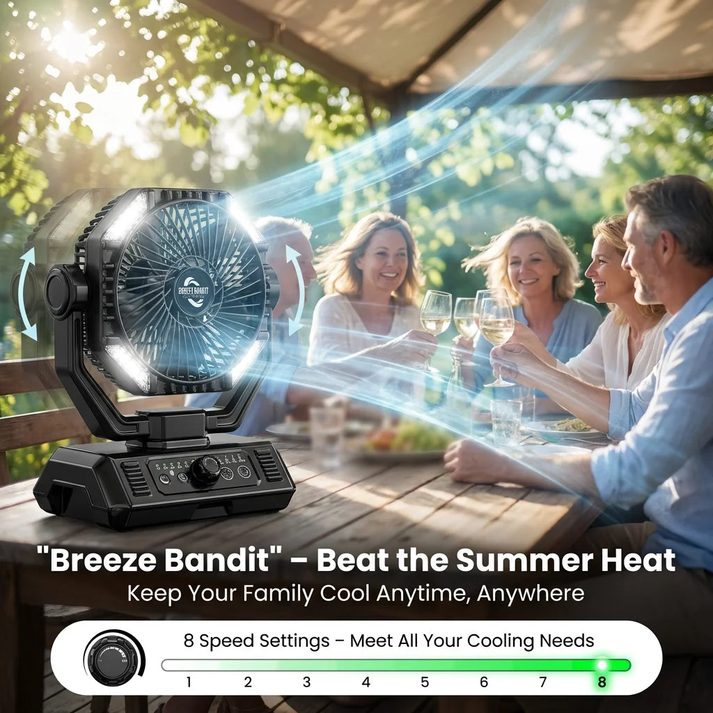 ColdSky 20000mAh Battery Camping Fan With LED Lantern 8 Speed