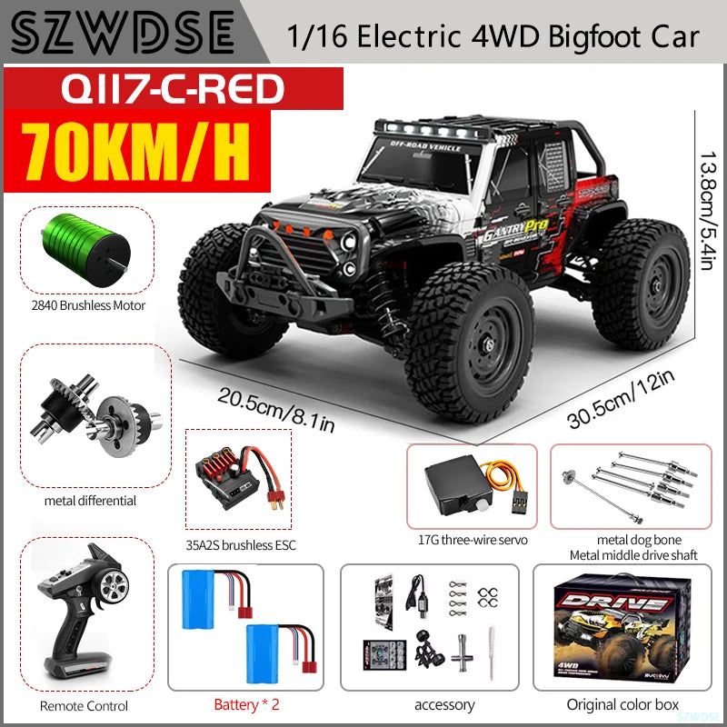 WLtoys Q117 RC Car 4WD Brushless High Speed Pro Offroad