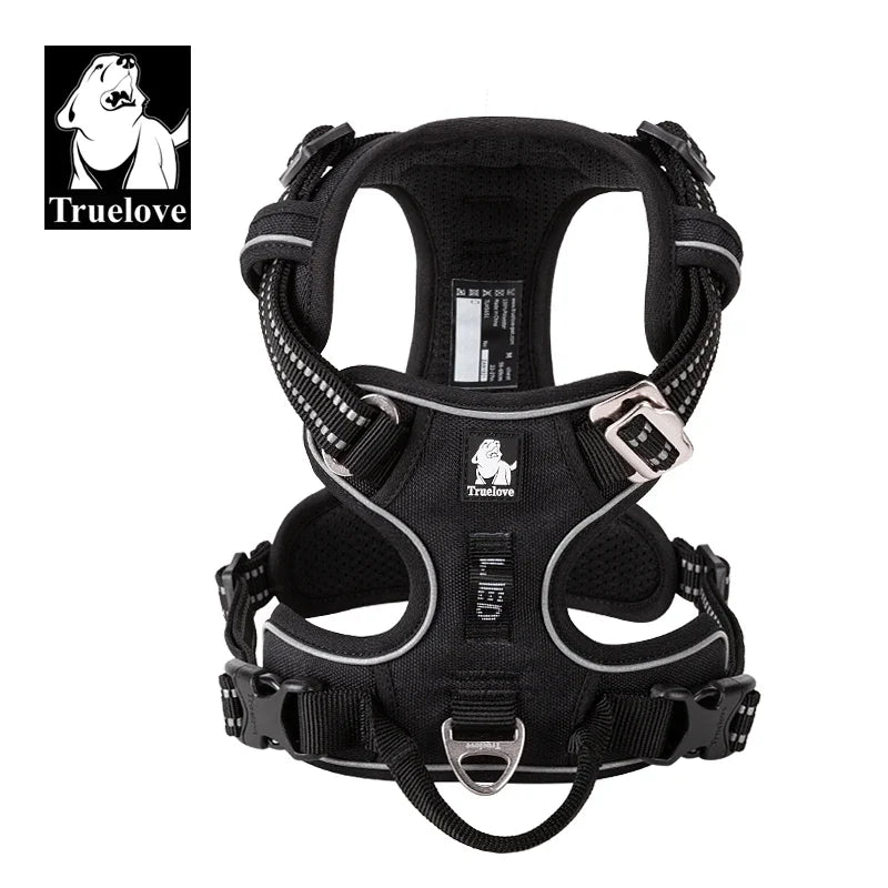 TRUELOVE Reflective Nylon Dog Harness No Pull Adjustable Vehicle Safety