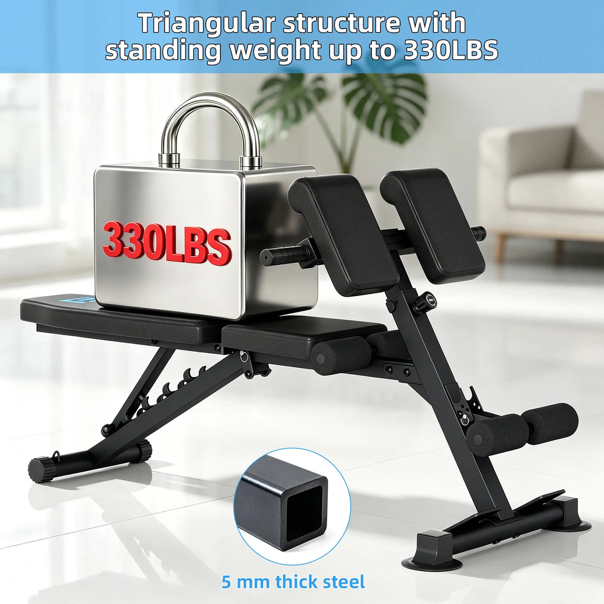 Foldable Roman Chair Hyperextension Bench for Core Strength Training