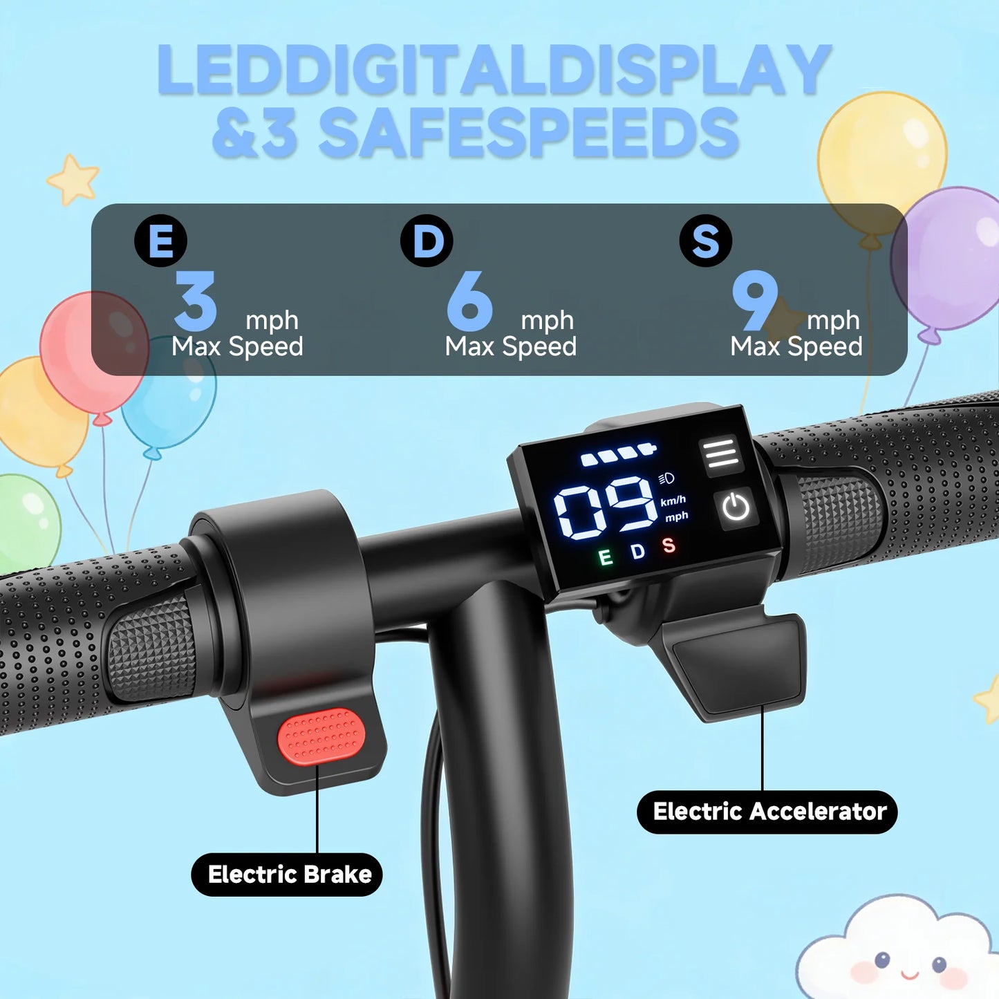 Ladped Kids Electric Scooter 250W 3 Speeds 10 Mile Range