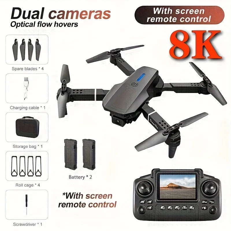 E88 Pro Max Drone Dual 8K Cameras Foldable Design Compact