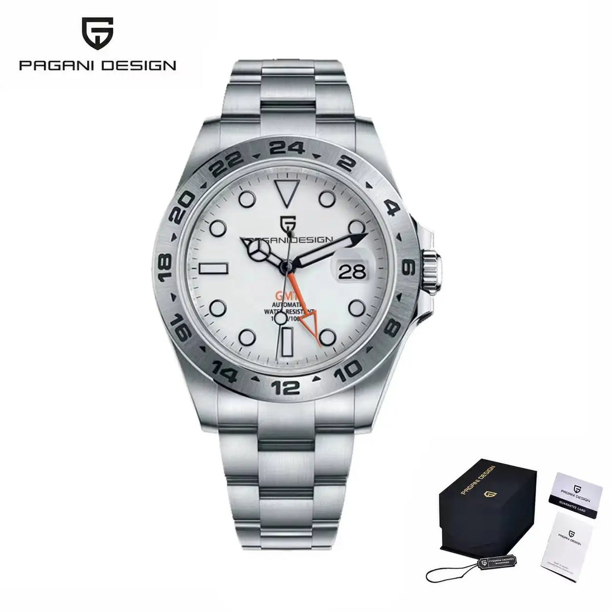 PAGANI DESIGN Automatic GMT Mens Sapphire Crystal Stainless Steel Watch