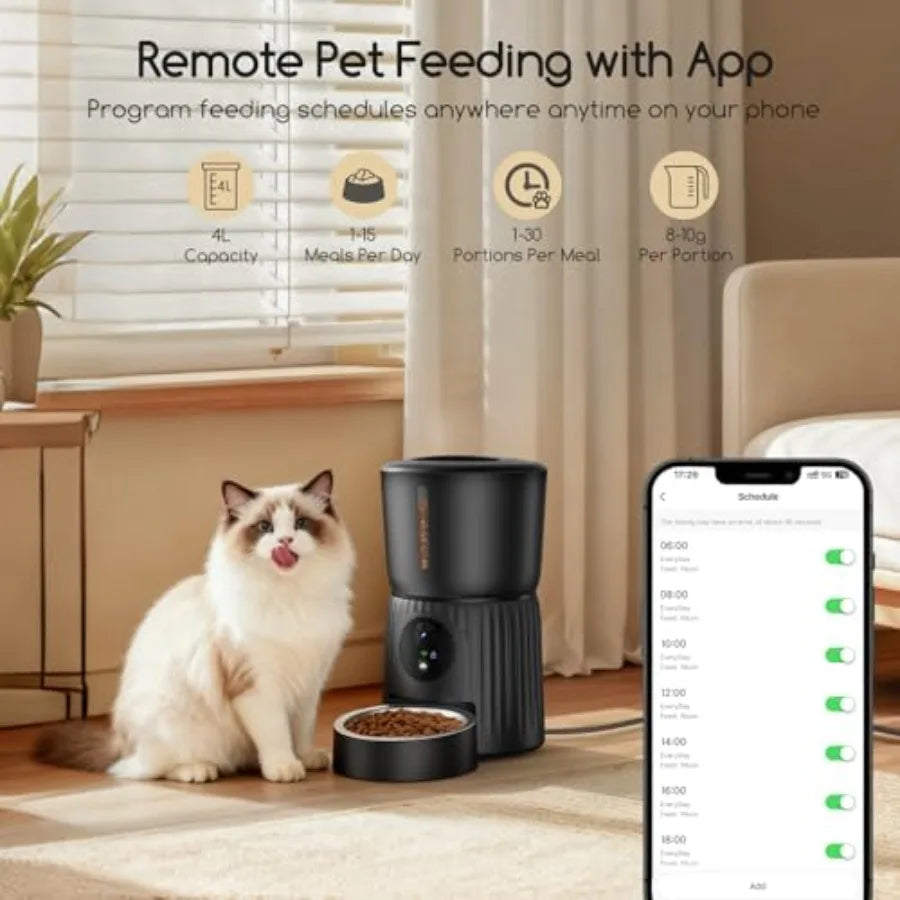Automatic Cat Feeder With Camera 1080P 5G WiFi App Control