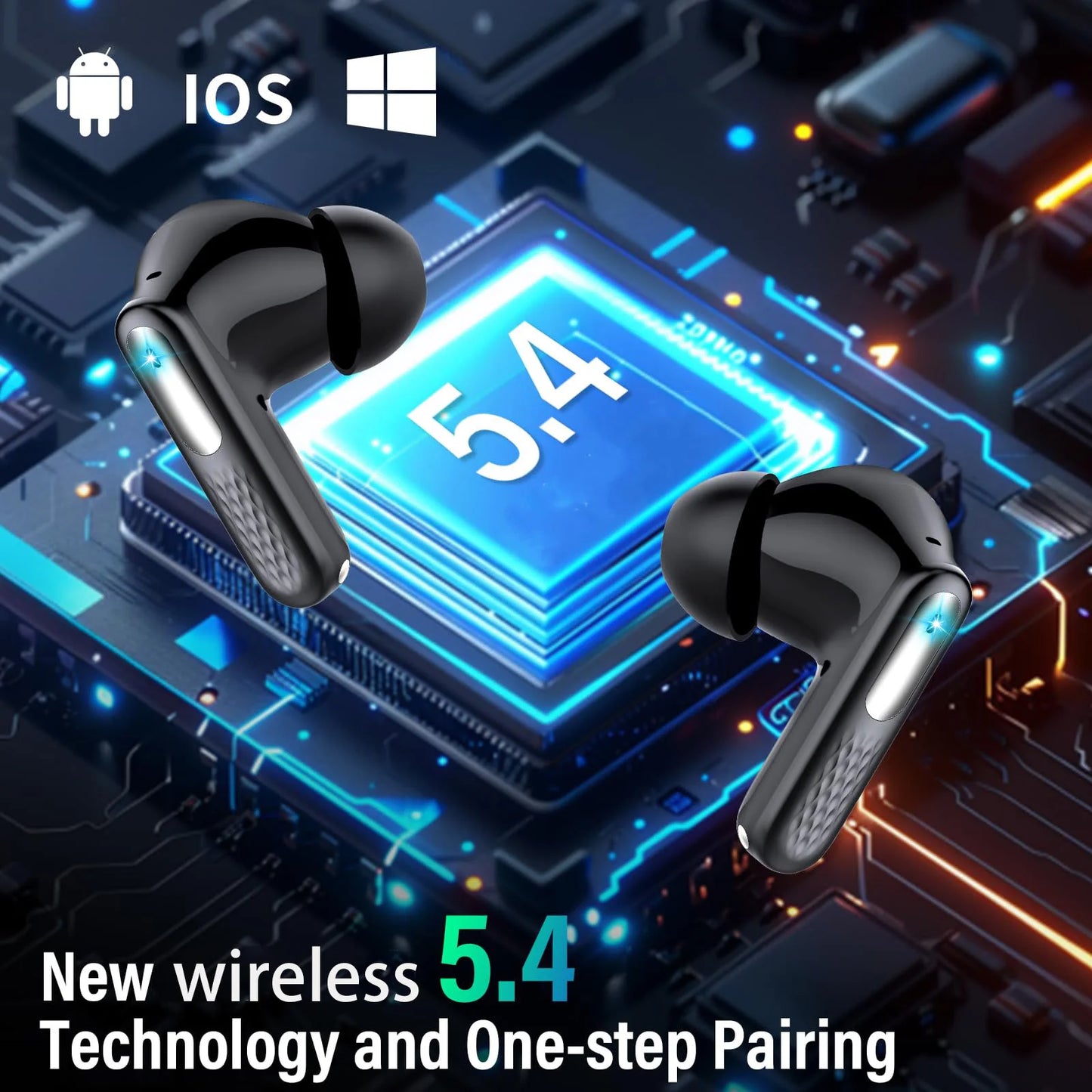 Kuizil Wireless Earbuds Bluetooth 5.4 ANC ENC IPX7 Smart Case