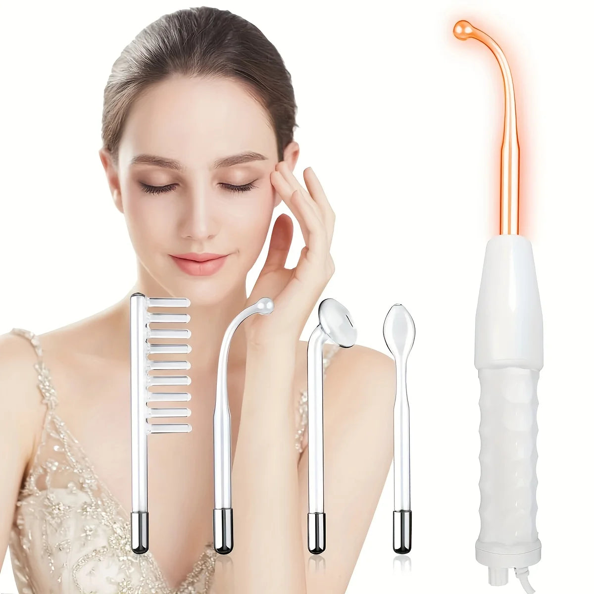 Portable Facial Care Kit With High Frequency Massager And Electrodes