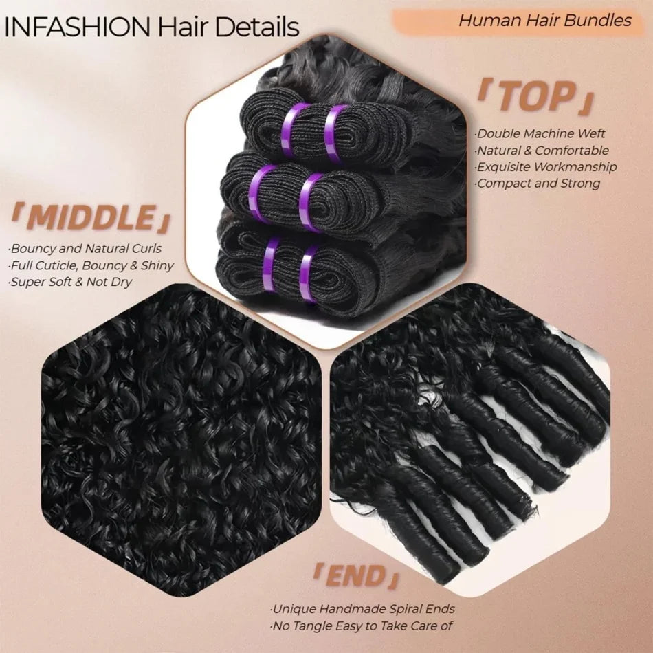 Curvique Burmese Curly Brazilian Remy Hair Bundles Deep Wave