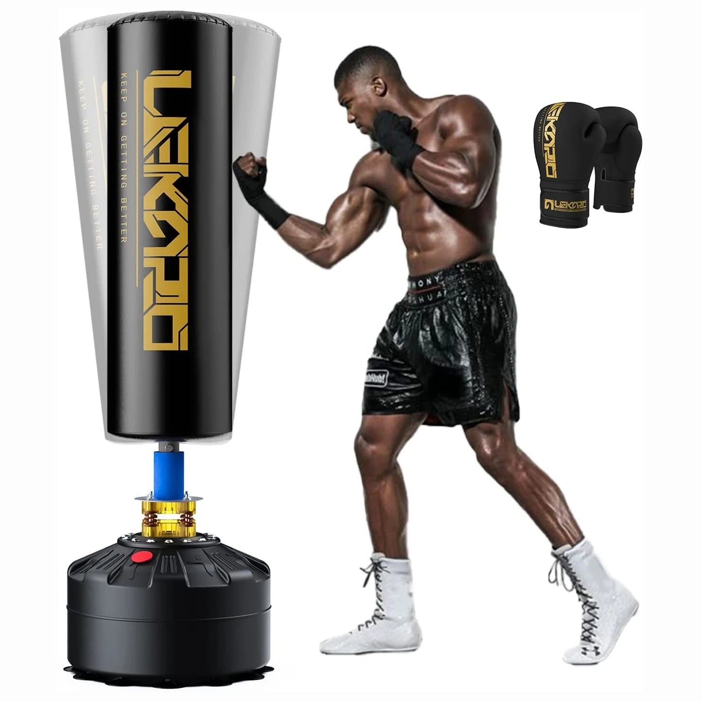 LEKARO Standing Boxing Post With Gloves Home Training Sandbag