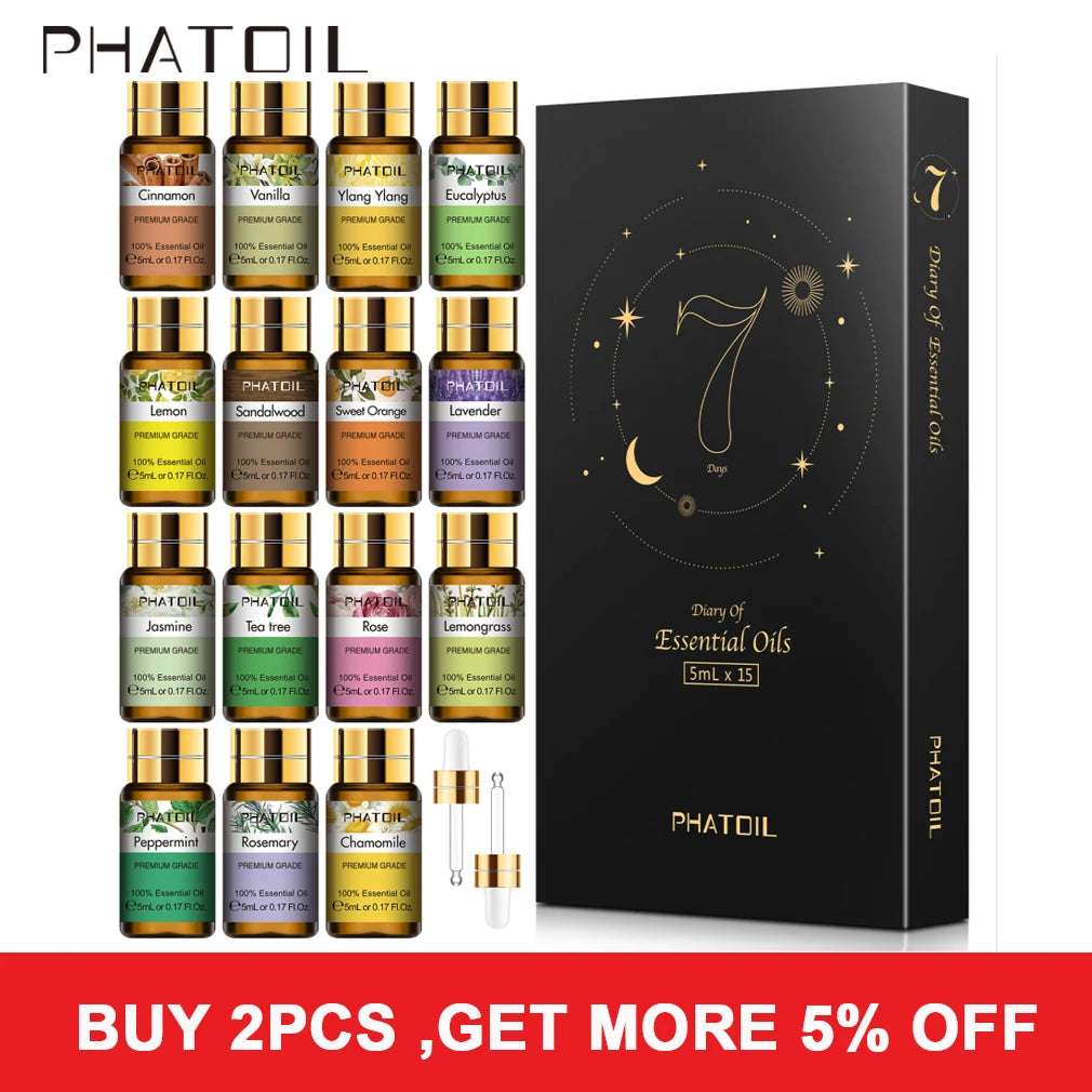 PHATOIL Pure Essential Oils Gift Set 15 Pack Eucalyptus Lavender