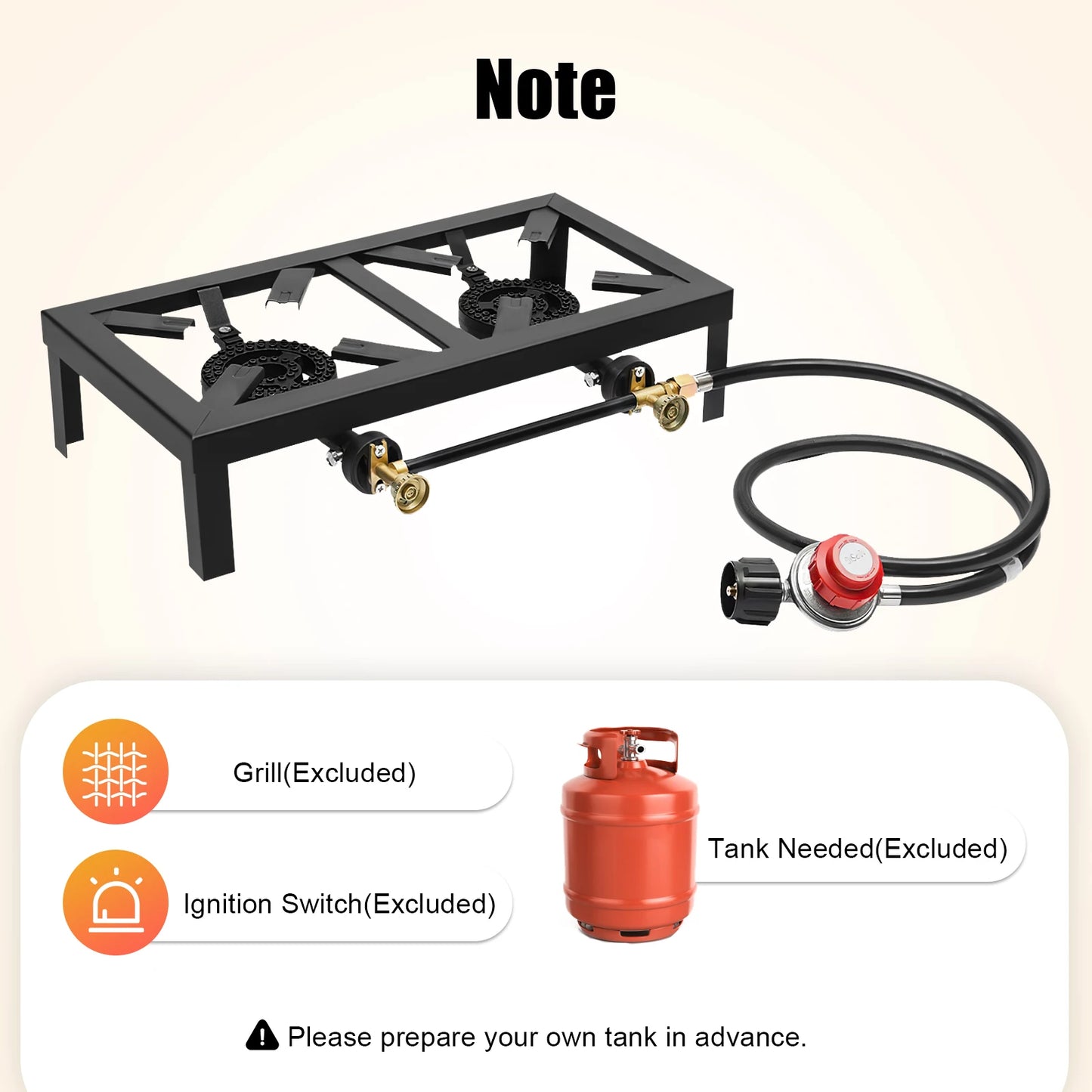 Portable Double Burner Gas Stove 8000W With 0 To 10 PSI Regulator