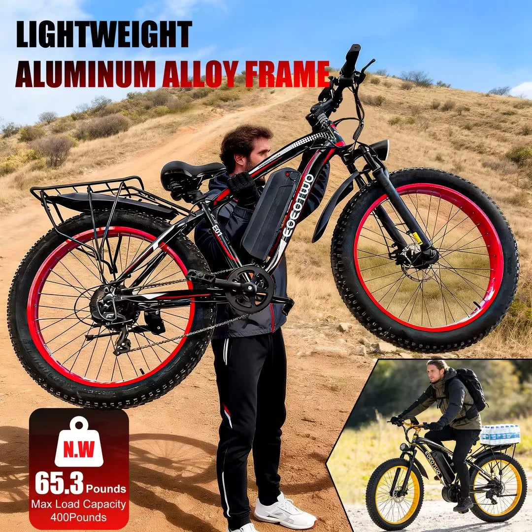 EOEOTWO 1500W Fat Tire Electric Bike 34MPH All Terrain Ebike