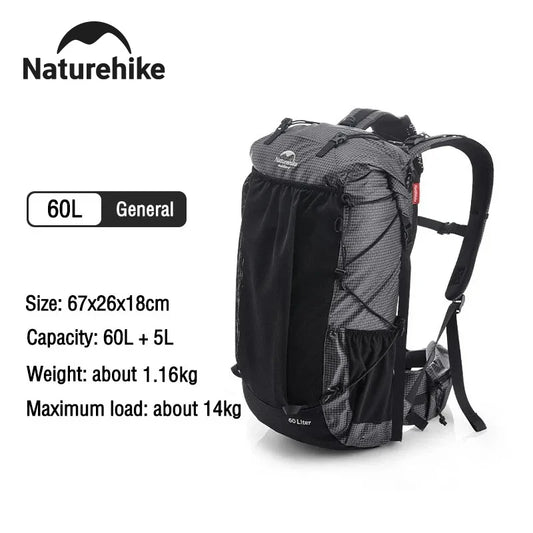 Naturehike Outdoor 65L Waterproof Hiking Backpack With Rain Cover