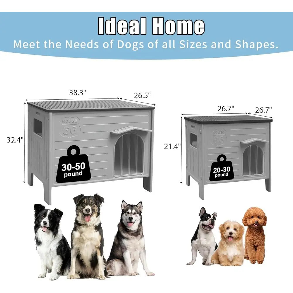 Durable Waterproof Plastic Dog House With Elevated Floor And Window