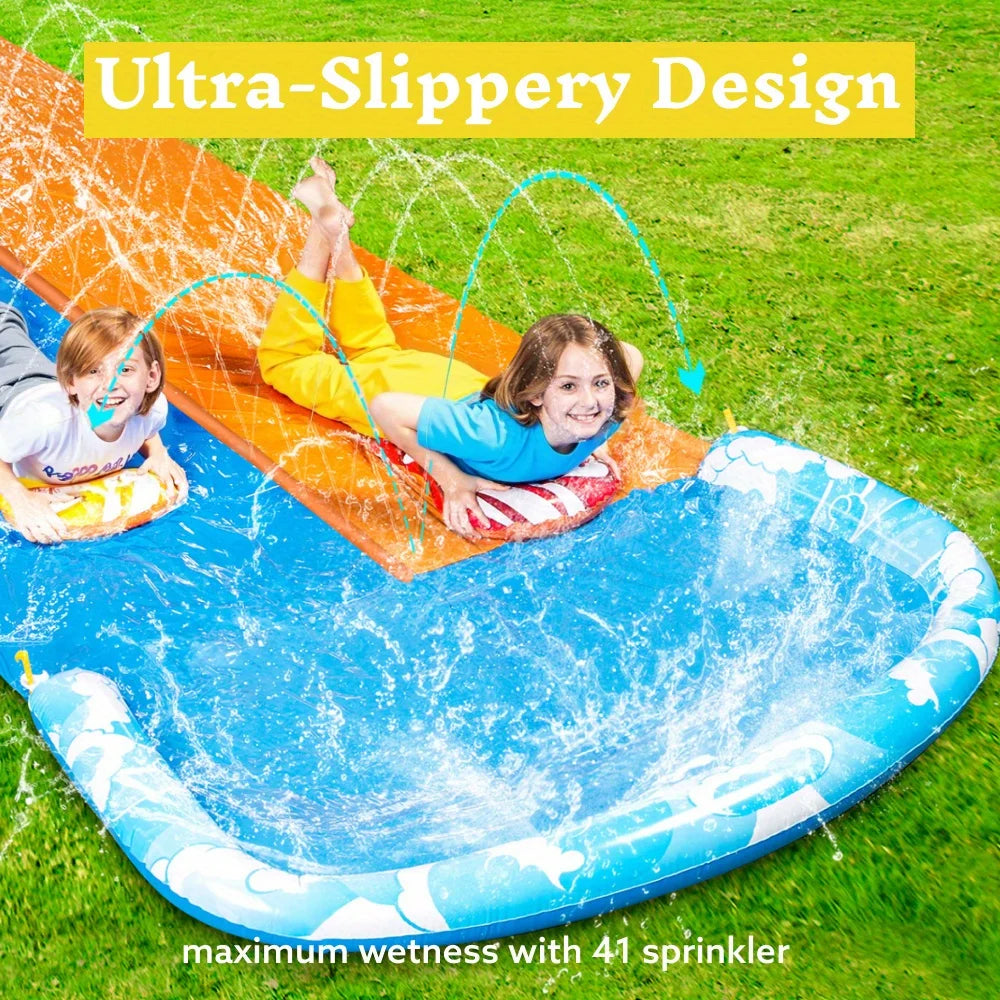 Joyfy Mega Inflatable Water Slide With Dual Racing Lanes Splash Sprayer