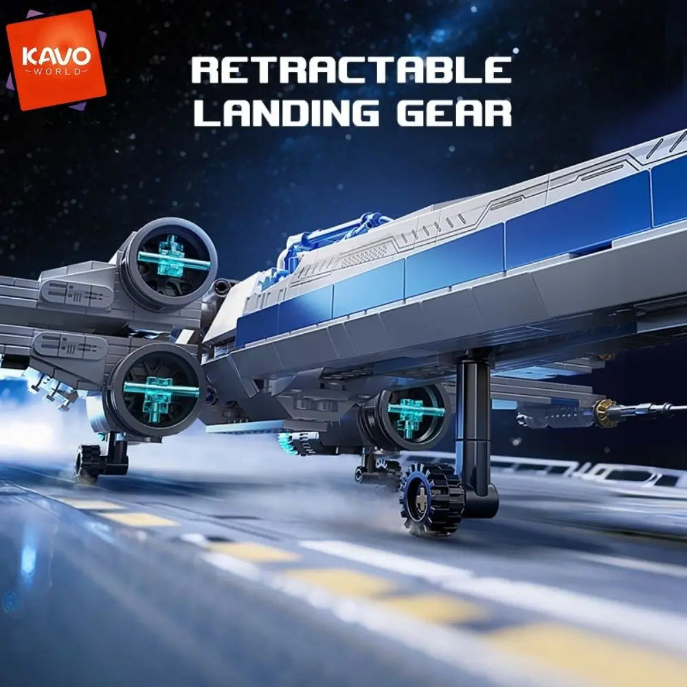 KAVOWORLD X-Wing Transformable Space Fighter Building Blocks with LED Lights