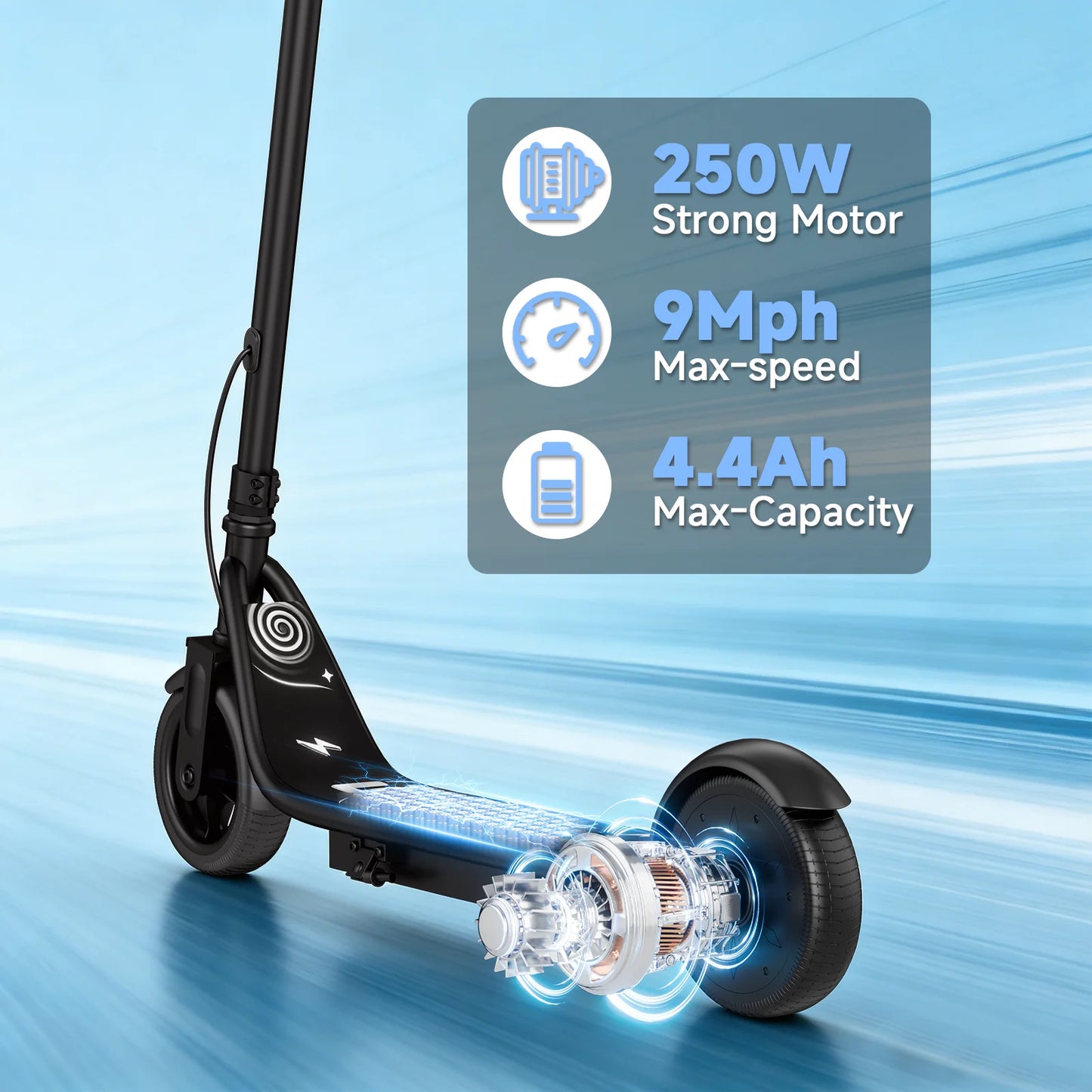 Ladped Kids Electric Scooter 250W 3 Speeds 10 Mile Range