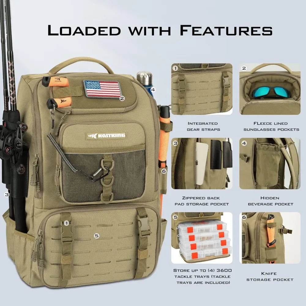 Ytyin 40L Fishing Tackle Backpack With Holder
