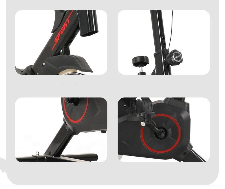 Silent Indoor Spin Bike Exercise Machine With Adjustable Comfort Seat