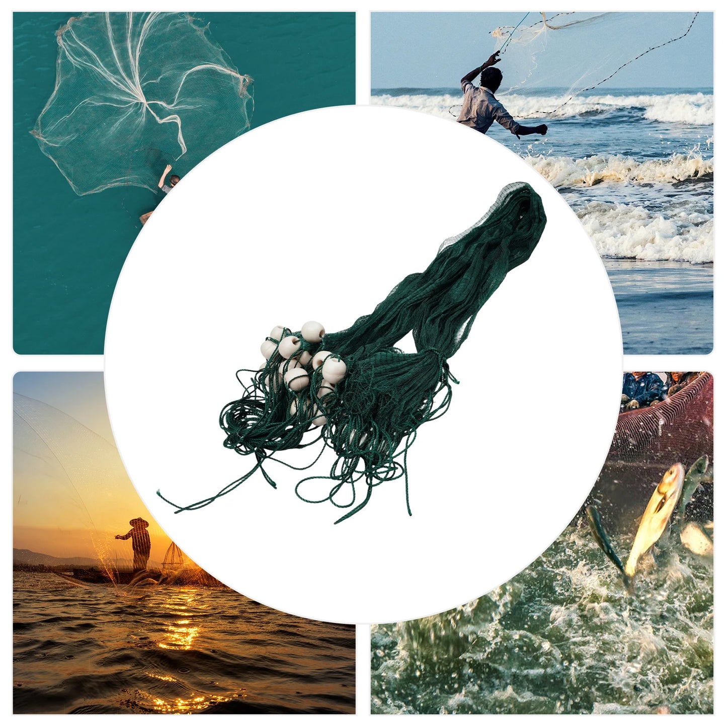 Bymaocar 20M Fishing Drag Net With Iron Sinkers Green Polyethylene Seining Net