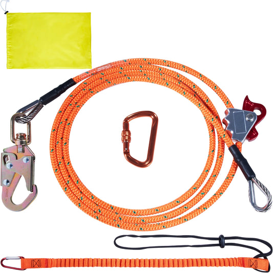 Steel Wire Core Flip Line Kit 25 KN Breaking Tension Snap Hooks Rope Grap