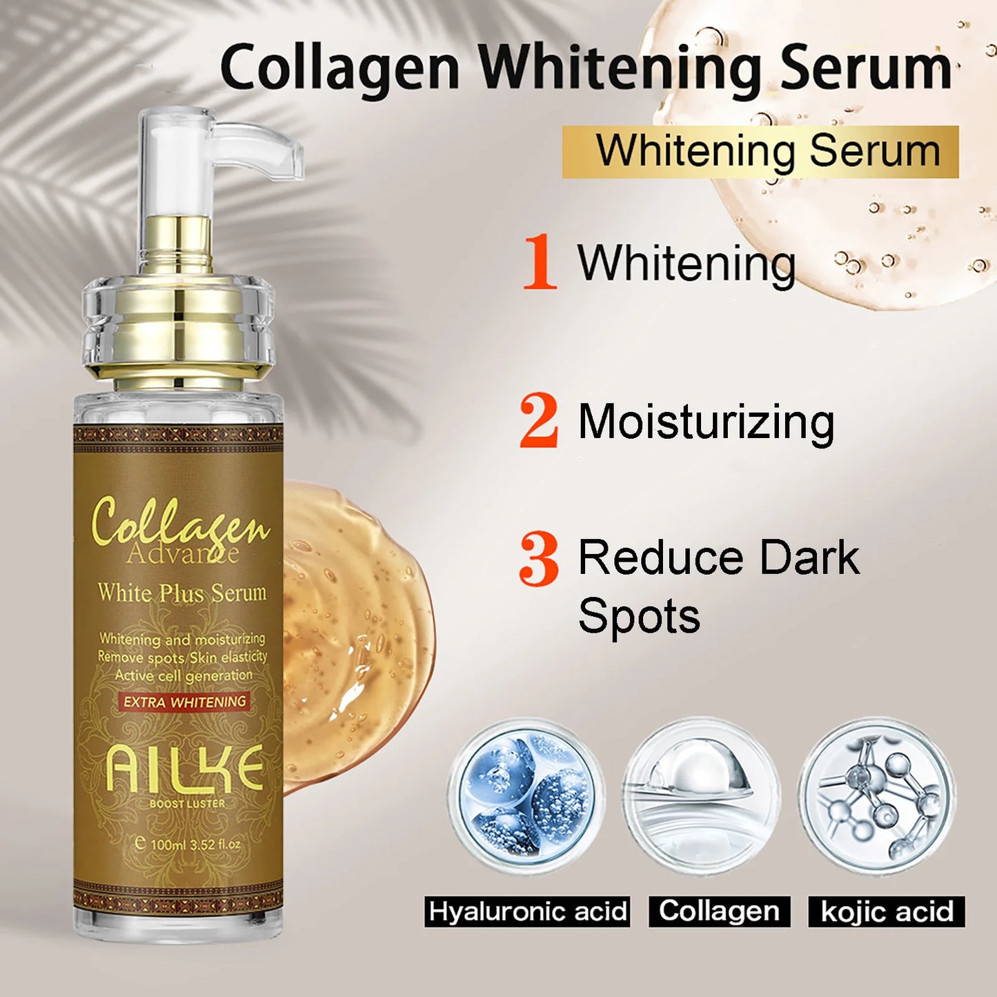 AILKE Skin Whitening Face Serum With Organic Collagen And Moisturizing