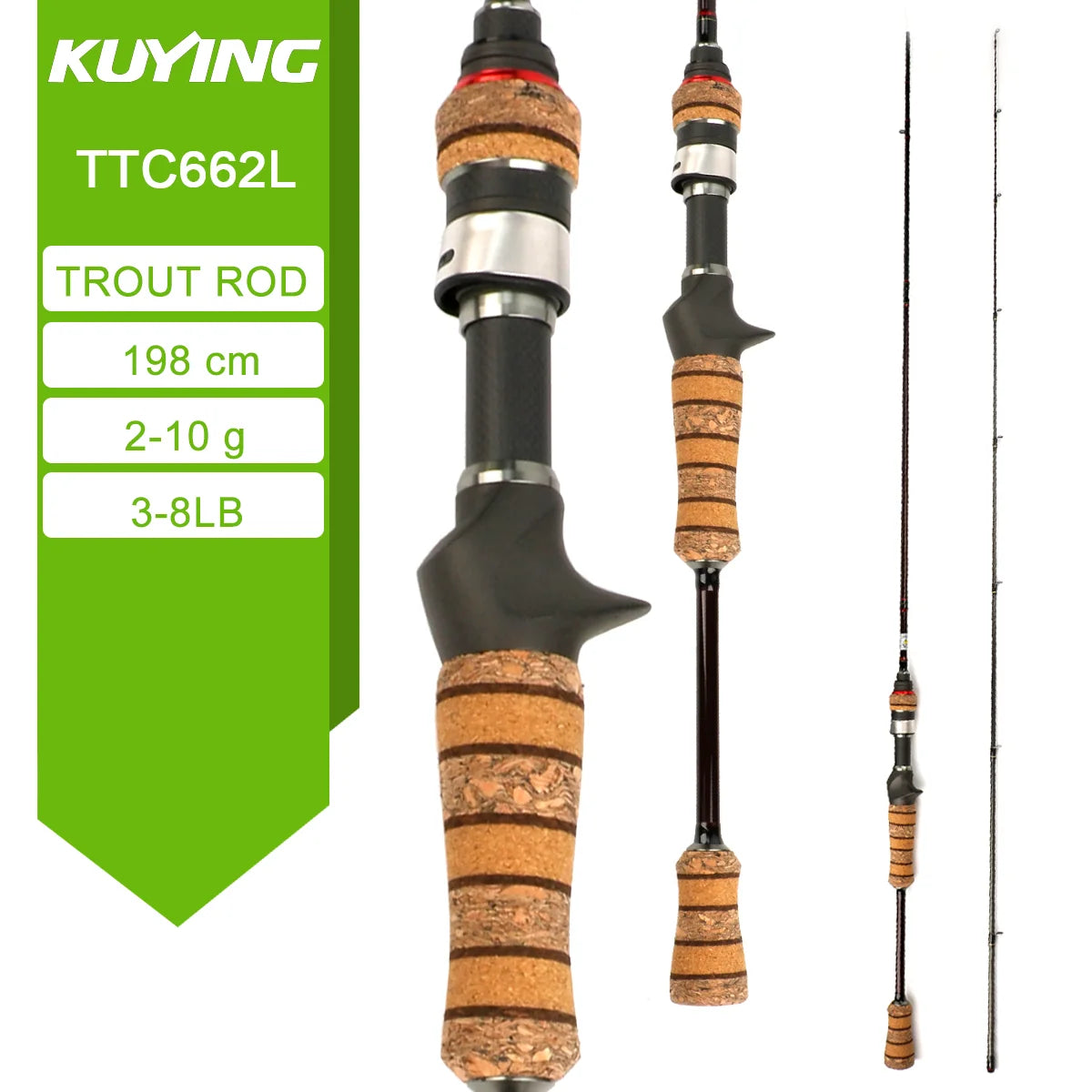Kuying Fast Action Lure Rod Fuji Carbon Guides 6-10lb