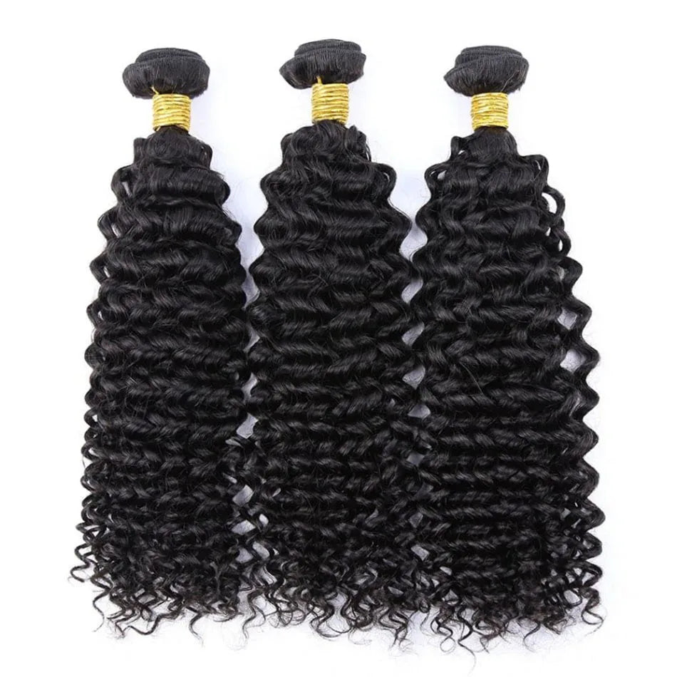 Curvique Brazilian Remy Human Hair Bundles Deep Wave Curly Extensions