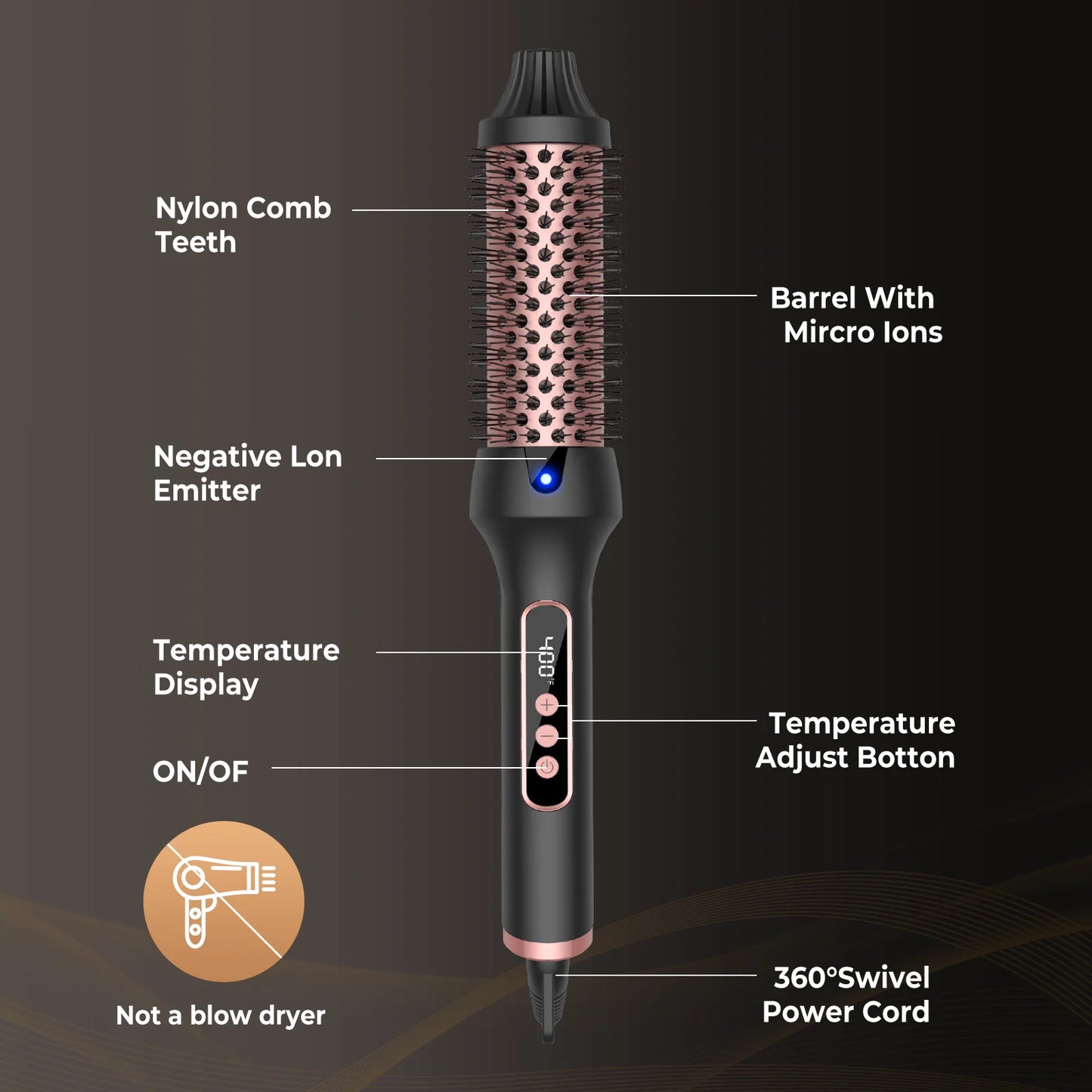 UKLISS Thermal Brush Hot Air Brush And Volumizer Hair Curler