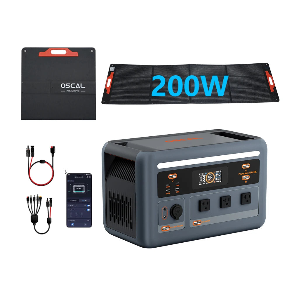OSCAL Portable Power Station With LiFePO4 Battery And Solar Charging