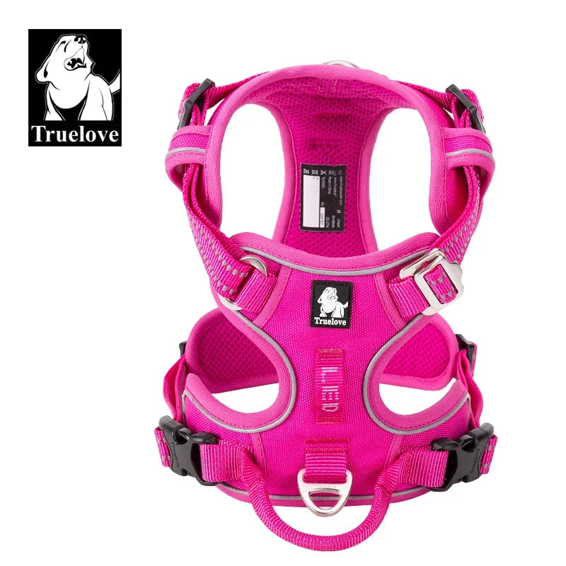 TRUELOVE Reflective Nylon Dog Harness No Pull Adjustable Vehicle Safety
